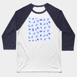 Blue Miniprint Triangles Baseball T-Shirt